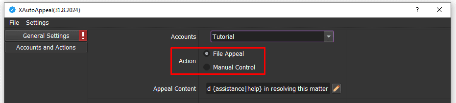 action - file appeal - X auto bot