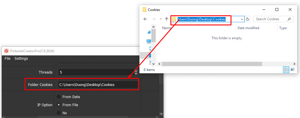 folder cookies  - Pinterest account creator