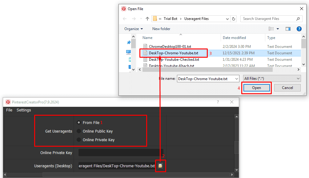 get useragent - from file - auto create Pinterest accounts