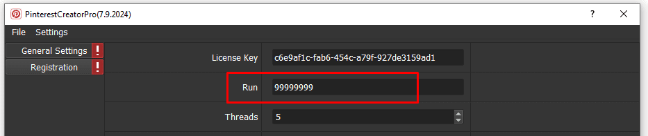 run 9999 - tool PinterestCreator