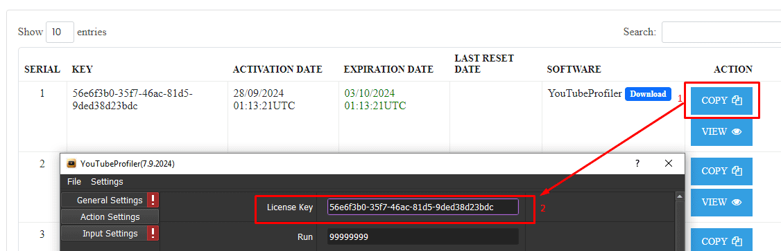 license key - quản lý nhiều kênh Youtube