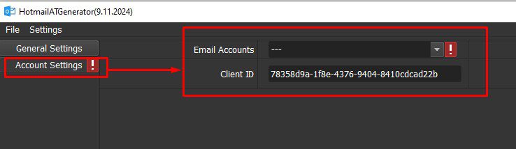 Cài đặt mục Account Settings - Tool tạo refresh token