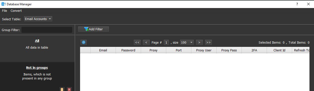 Bảng quản lý tài khoản tool tạo refresh token