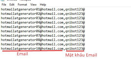 File lưu tài khoản Email - Tool tạo refresh token