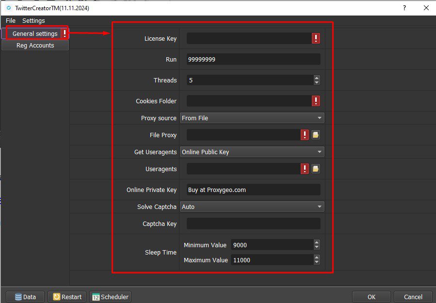 General Settings - Tool tạo tài khoản X