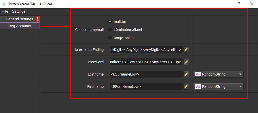 Reg Accounts - Tool tạo tài khoản X