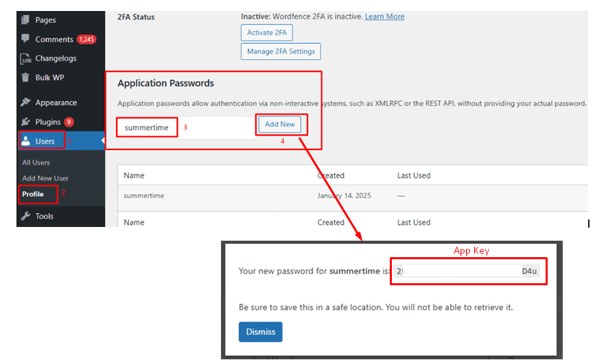 get user and app pass  - AI blog writer