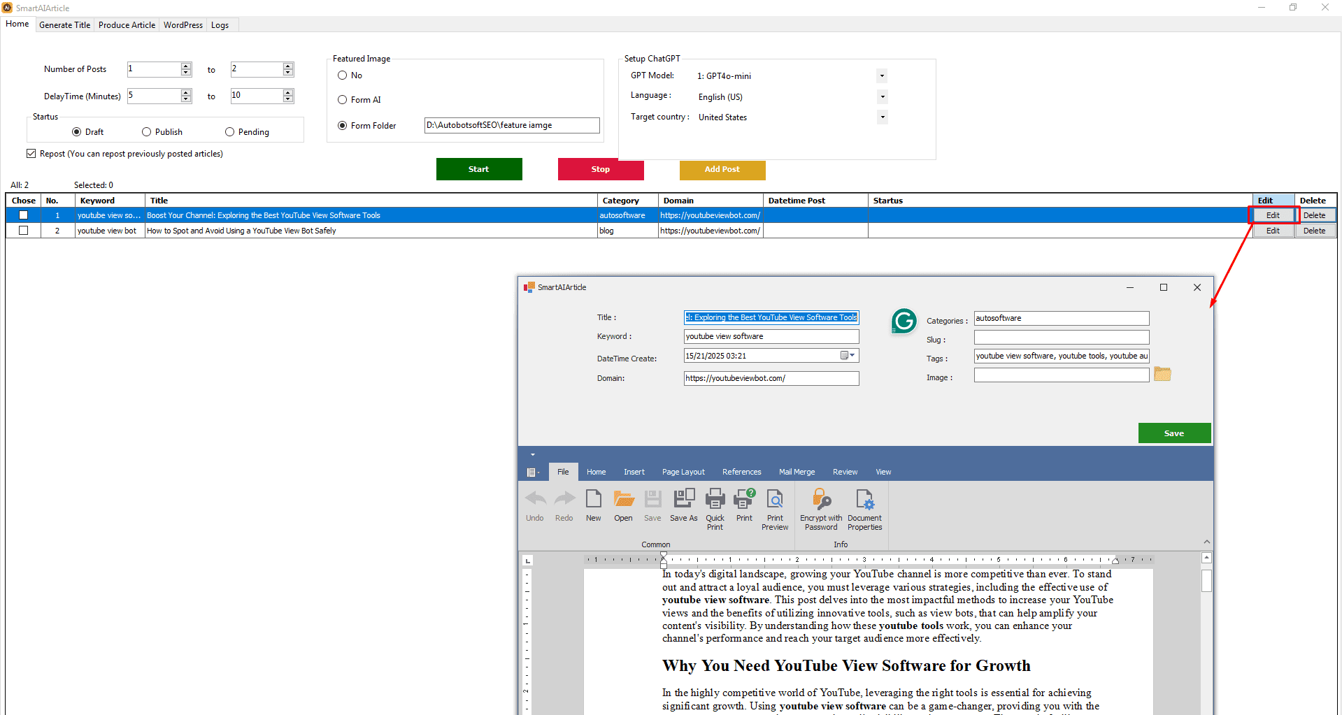 edit posts - Ai writing tools for WordPress
