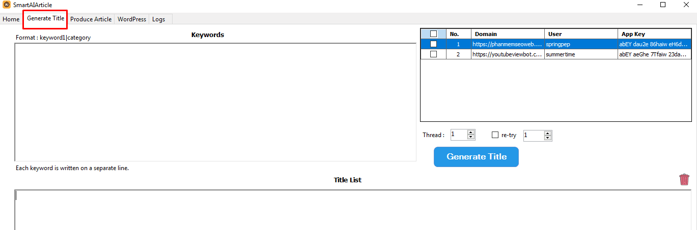 generate titles  - AI blog writer