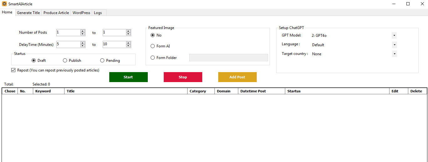 interface - Ai writing tools for WordPress