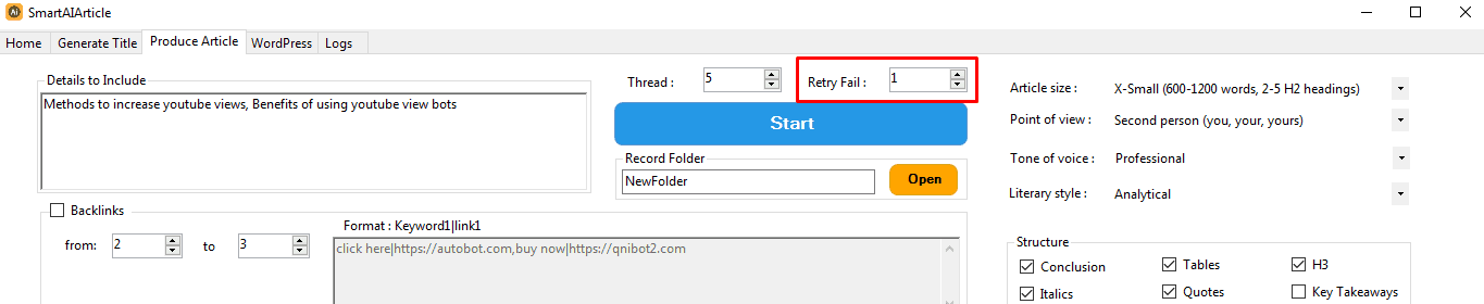 retry  - AI writer