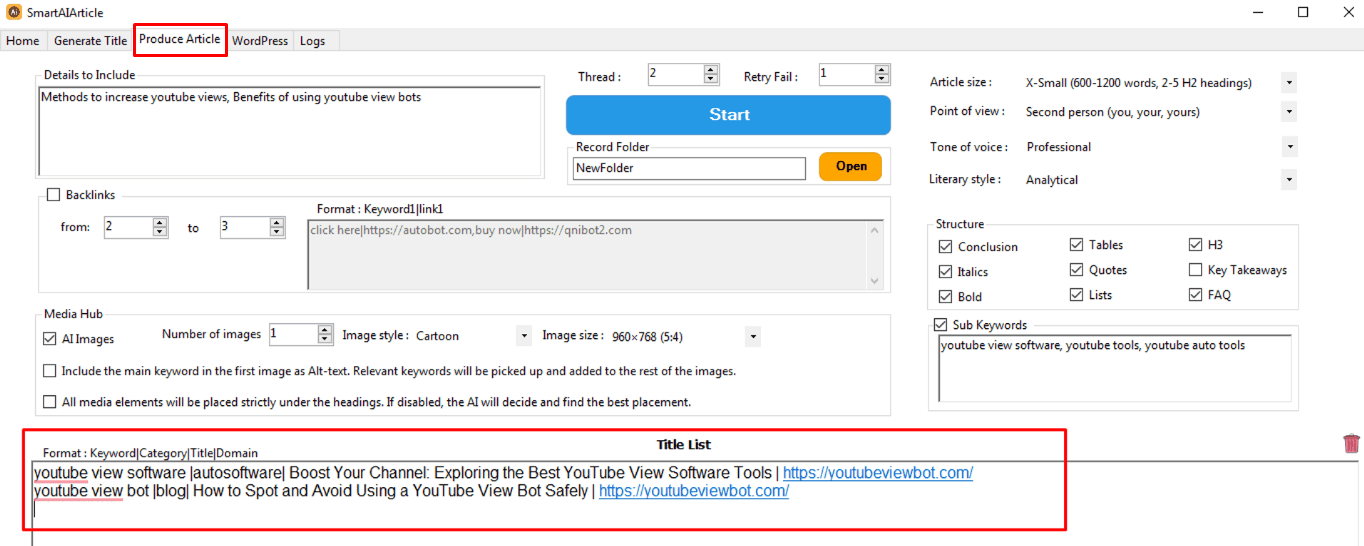 title list - AI SEO writer 
