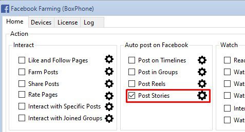 Post Stories - Facebook phone farm