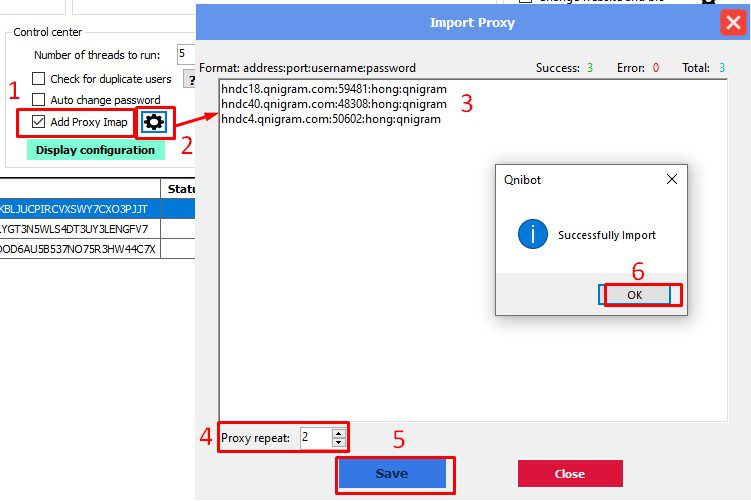 Thêm proxy imap vào phần mềm Instagram phone farm