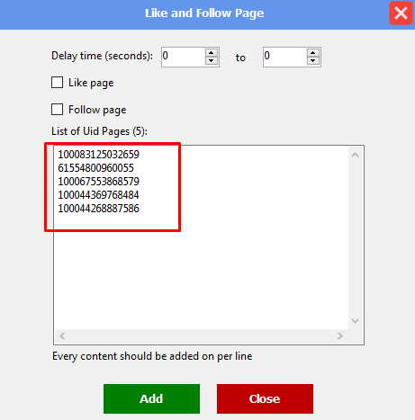 list of uid page - facebook phone farm 
