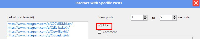 likes - interact with specified posts - Instagram phone farm