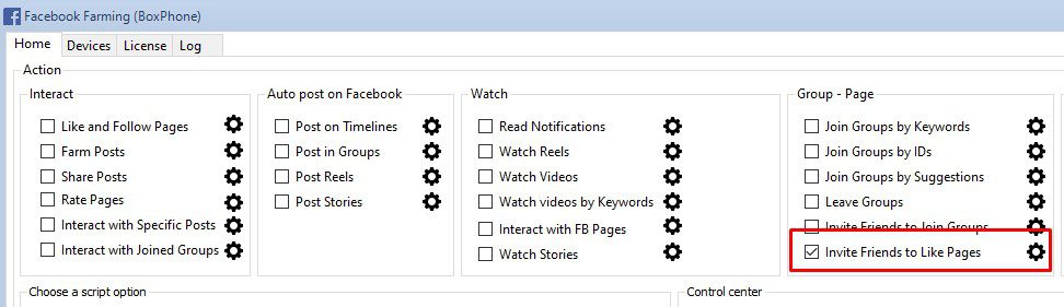 Mời bạn bè like page - Phần mềm Facebook phone farm