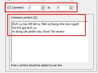 Nội dung bình luận - Phần mềm Facebook phone farm