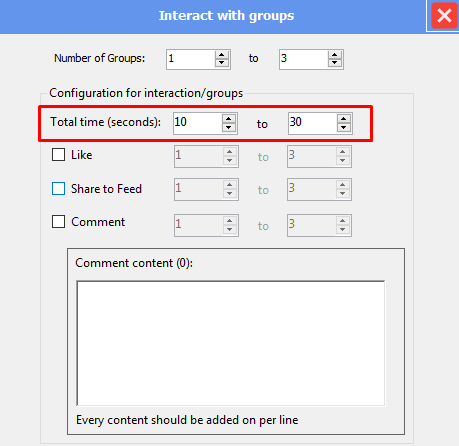 total time - interact with groups - phone farm bot - facebook bot