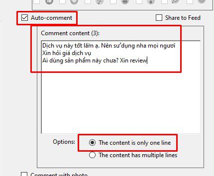 Auto comment - Phần mềm Facebook phone farm