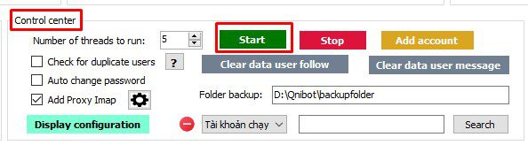 Chạy chức năng nhắn tin user trong phần mềm Instagram