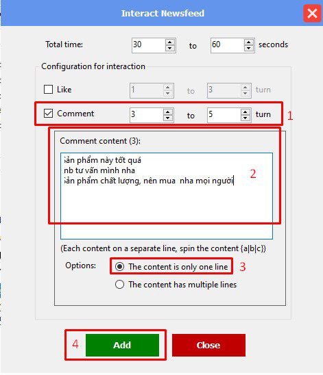 Bình luận newfeed - Phần mềm Instagram phone farm