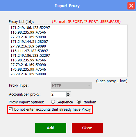 do not enter accounts have proxy - Instagram phone farm