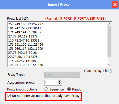 do not enter accounts that have proxy - facebook phone farm 