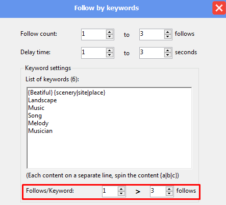 follows per keyword - follow by keywords - Instagram phone farm