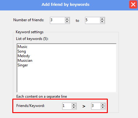 friends/keyword - add friend by keywords - facebook  bot