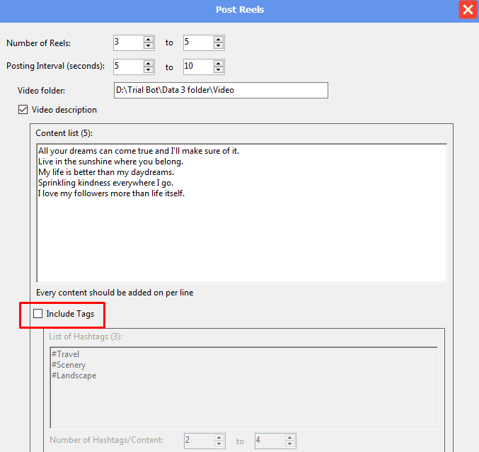 tag - no - post reels - phone farm bot - facebook bot