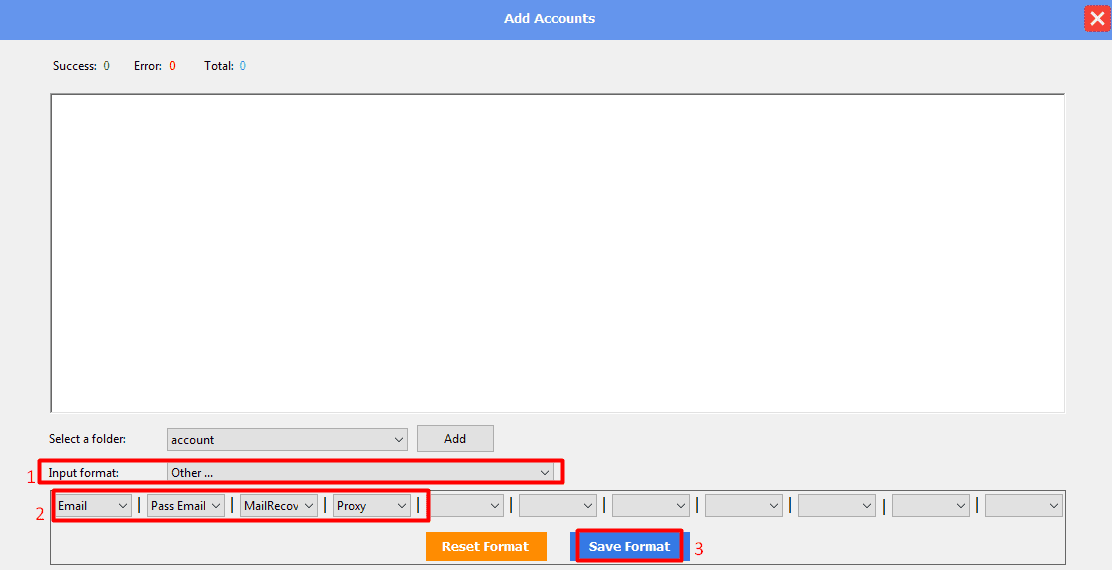 set up input format - facebook phone farm 