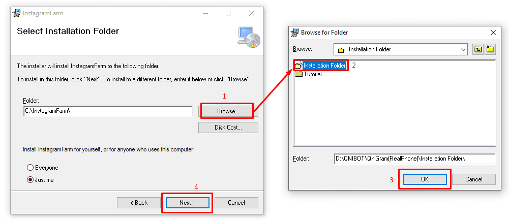 installation folder - Instagram phone farm