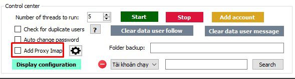 Không thêm proxy imap vào trong phần mềm Instagram phone farm