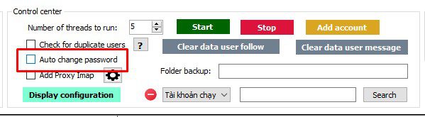 Không đổi mật khẩu cho tài khoản trong phần mềm Instagram phone farm