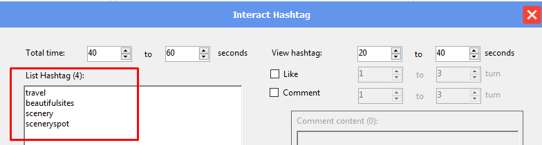 hashtag  - interact by hashtag - Instagram phone farm