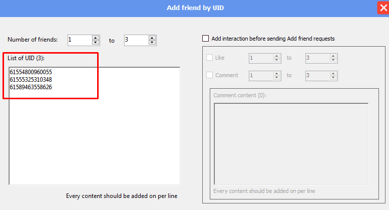 list of uid - add friend by UIDs - phone farm bot - facebook bot