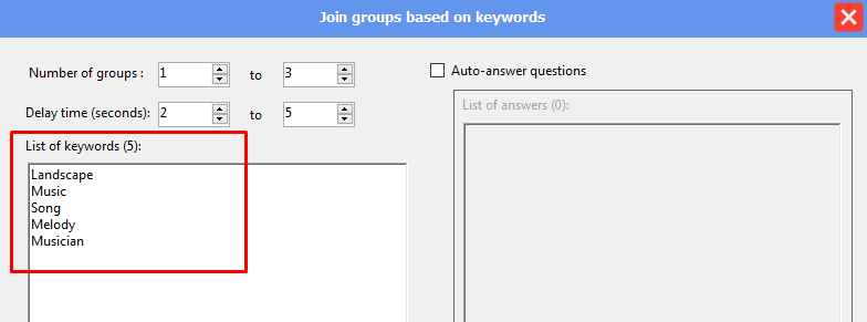 list of keyword - join groups by keywords - phone farm bot - facebook bot