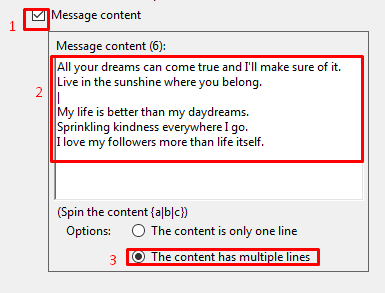 message content -multiple lines - share posts - Instagram phone farm