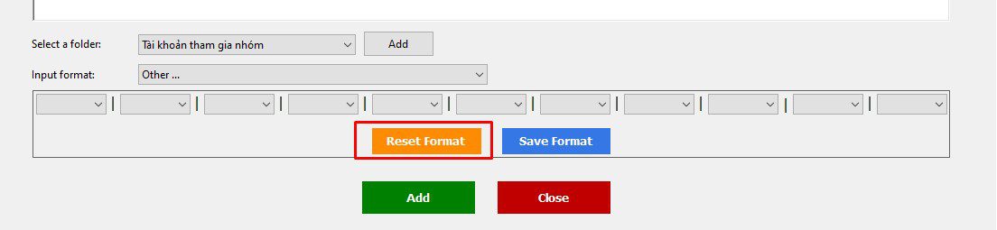 Reset format - Phần mềm Facebook phone farm