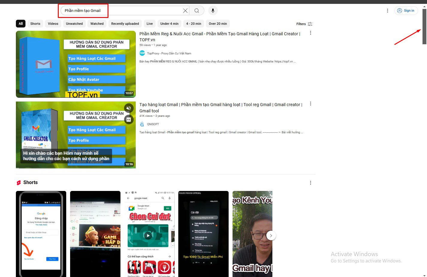 Giới hạn tìm video - Phần mềm Youtube phone farm