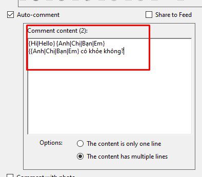 Nội dung spintax - Phần mềm Facebook phone farm