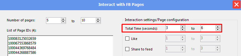 total time - interact with fb page - phone farm bot - facebook bot