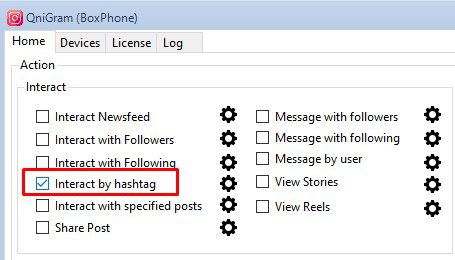 Tương tác hashtag trong phần mềm Instagram phone farm