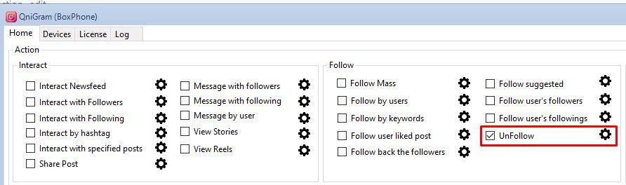 Unfollow - Tool Instagram phone farm