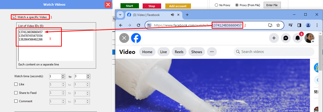 watch a specific video - watch reels - phone farm bot - facebook bot