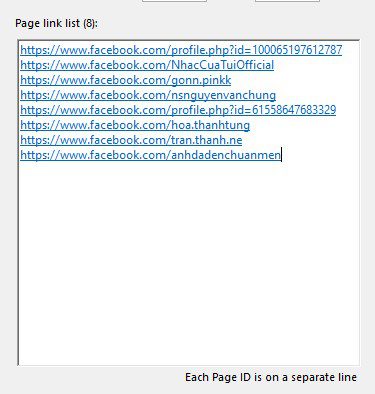 Nhập link của fanpage vào phần mềm Facebook phone farm