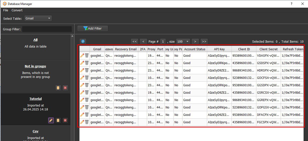 Kết quả tool lấy API Youtube