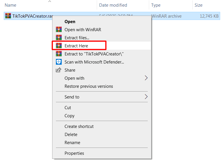 extract file - tiktok account generator