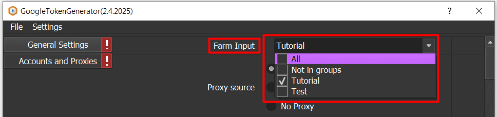 farm input - choose accounts - Generate Refresh Token for YouTube